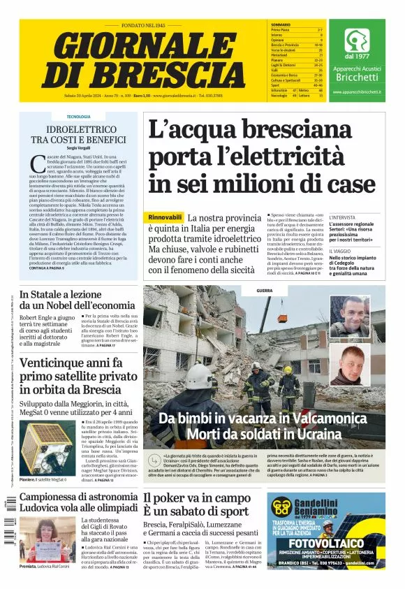 Prima-pagina-giornale di brescia-oggi-edizione-del-2024-04-20